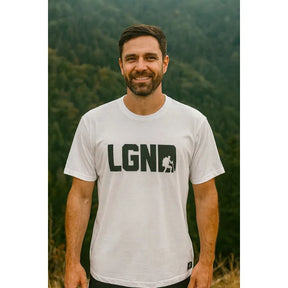 Camiseta Legendários Lgnd Branco + Logo Preto (Emborrachado Alto Relevo)