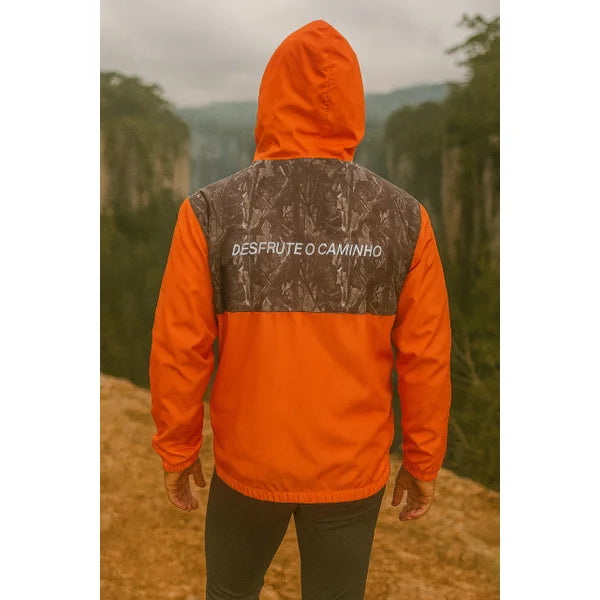Blusa Corta Vento Laranja Capuz Laranja