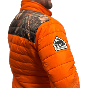 Jaqueta Puffer Legendários - Laranja/Camuflado
