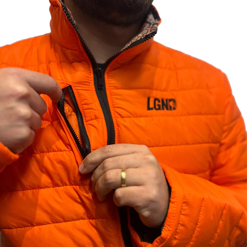 Jaqueta Puffer Legendários - Laranja/Camuflado